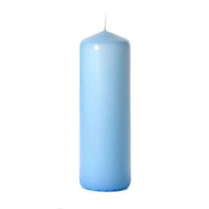 BELL TOP PILLARS | Light blue 3 x 9 Unscented Pillar Candles 3X9 UNSCENTED PILLAR CANDLES BELL TOP PILLARS