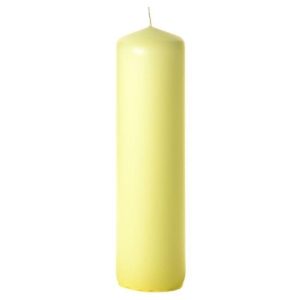 BELL TOP PILLARS | Pale yellow 3 x 11 Unscented Pillar Candles 3X11 UNSCENTED PILLAR CANDLES BELL TOP PILLARS