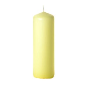 BELL TOP PILLARS | Pale yellow 3 x 9 Unscented Pillar Candles 3X9 UNSCENTED PILLAR CANDLES BELL TOP PILLARS