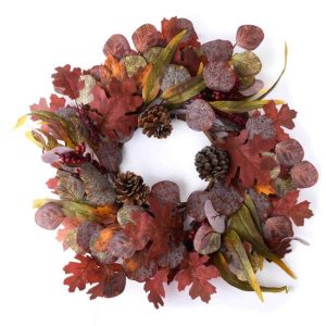 CANDLE RINGS | Leaf and Pinecone 6.5 Inch Candle Ring ACCENTS CANDLE RINGS