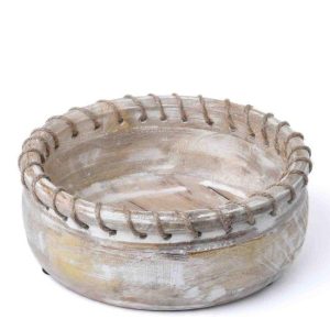 HOME DECOR | Wooden Bowl With Jute ACCENTS HOME DECOR