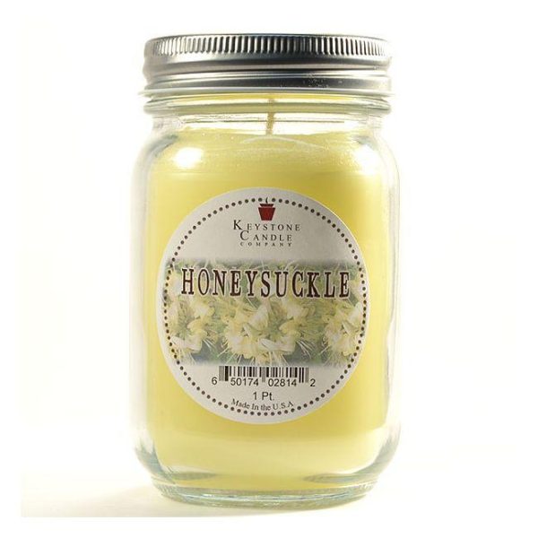 JAR CANDLES | Honeysuckle Mason Jar Candle Pint CANDLES JAR CANDLES