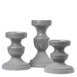 PILLAR CANDLE HOLDERS | Gray Candle Holders Set of 3 CANDLE HOLDERS PILLAR CANDLE HOLDERS