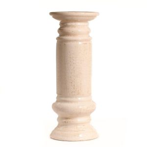 PILLAR CANDLE HOLDERS | Pillar Holder Off-White Ceramic 11.25 CANDLE HOLDERS PILLAR CANDLE HOLDERS