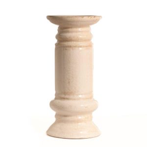 PILLAR CANDLE HOLDERS | Pillar Holder Off-White Ceramic 9.5 CANDLE HOLDERS PILLAR CANDLE HOLDERS