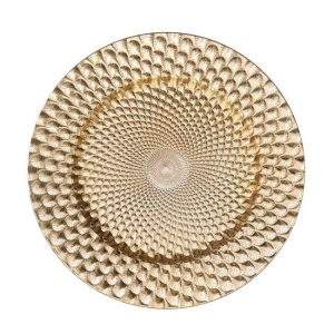 PLATES AND MIRRORS | Charger Gold Deco Plastic 13 Inch CANDLE HOLDERS PLATES AND MIRRORS