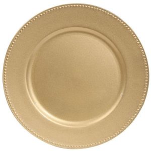 PLATES AND MIRRORS | Charger Gold Plastic 13 Inch CANDLE HOLDERS PLATES AND MIRRORS