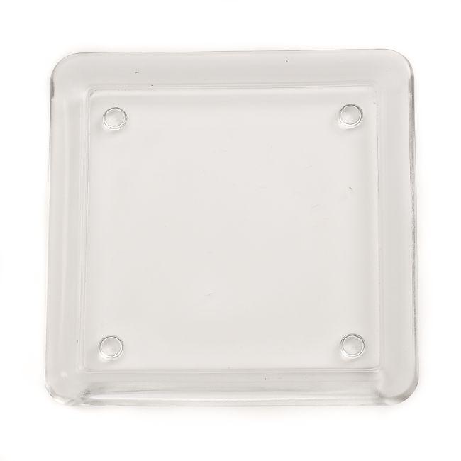 PLATES AND MIRRORS | Square Glass Candle Plate 5 Inch