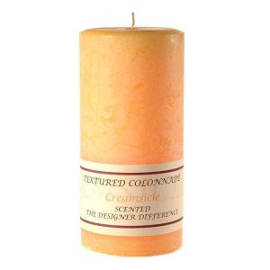 TEXTURED PILLARS | Textured Creamsicle 4 x 9 Pillar Candles CANDLES TEXTURED PILLARS