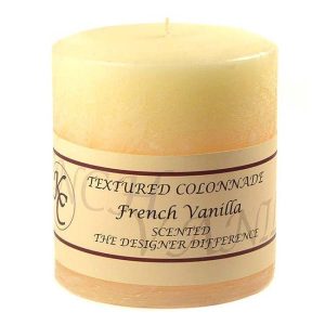 TEXTURED PILLARS | Textured French Vanilla 4 x 4 Pillar Candles CANDLES TEXTURED PILLARS