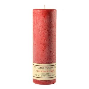 TEXTURED PILLARS | Textured Mistletoe and Holly 3 x 9 Pillar Candles CANDLES TEXTURED PILLARS