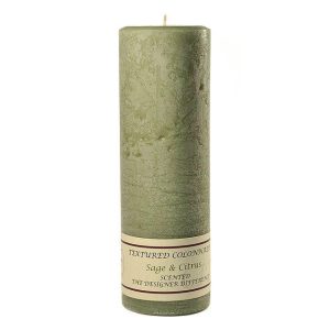 TEXTURED PILLARS | Textured Sage and Citrus 3 x 9 Pillar Candles CANDLES TEXTURED PILLARS