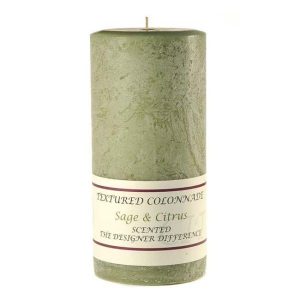 TEXTURED PILLARS | Textured Sage and Citrus 4 x 9 Pillar Candles CANDLES TEXTURED PILLARS