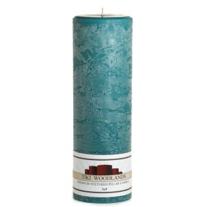 TEXTURED PILLARS | Textured Tiki Woodlands 3 x 9 Pillar Candles CANDLES TEXTURED PILLARS