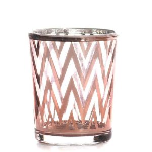 VOTIVE CUPS | Metallic Rose Gold Chevron Votive Cup CANDLE HOLDERS VOTIVE CUPS