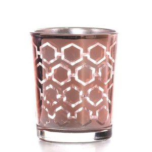 VOTIVE CUPS | Metallic Rose Gold Hexagonal Votive Cup CANDLE HOLDERS VOTIVE CUPS