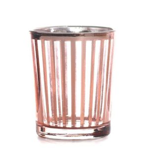 VOTIVE CUPS | Metallic Rose Gold Stripe Votive Cup CANDLE HOLDERS VOTIVE CUPS