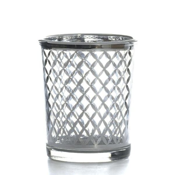 VOTIVE CUPS | Metallic Silver Lattice Votive Cup CANDLE HOLDERS VOTIVE CUPS