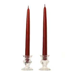 TAPER CANDLES | 10 Inch Burgundy Taper Candles Pair 10 INCH TAPER CANDLES TAPER CANDLES