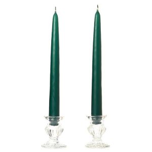 TAPER CANDLES | 10 Inch Hunter Green Taper Candles Pair 10 INCH TAPER CANDLES TAPER CANDLES