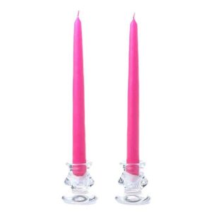 TAPER CANDLES | 8 Inch Hot Pink Taper Candles Pair 8 INCH TAPER CANDLES TAPER CANDLES