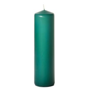 BELL TOP PILLARS | Forest green 3 x 11 Unscented Pillar Candles 3X11 UNSCENTED PILLAR CANDLES BELL TOP PILLARS