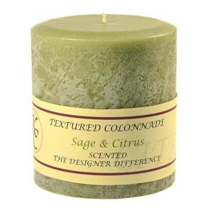 TEXTURED PILLARS | Textured Sage and Citrus 4 x 4 Pillar Candles CANDLES TEXTURED PILLARS