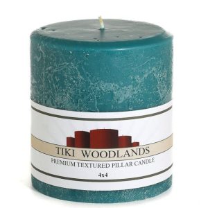 TEXTURED PILLARS | Textured Tiki Woodlands 4 x 4 Pillar Candles CANDLES TEXTURED PILLARS